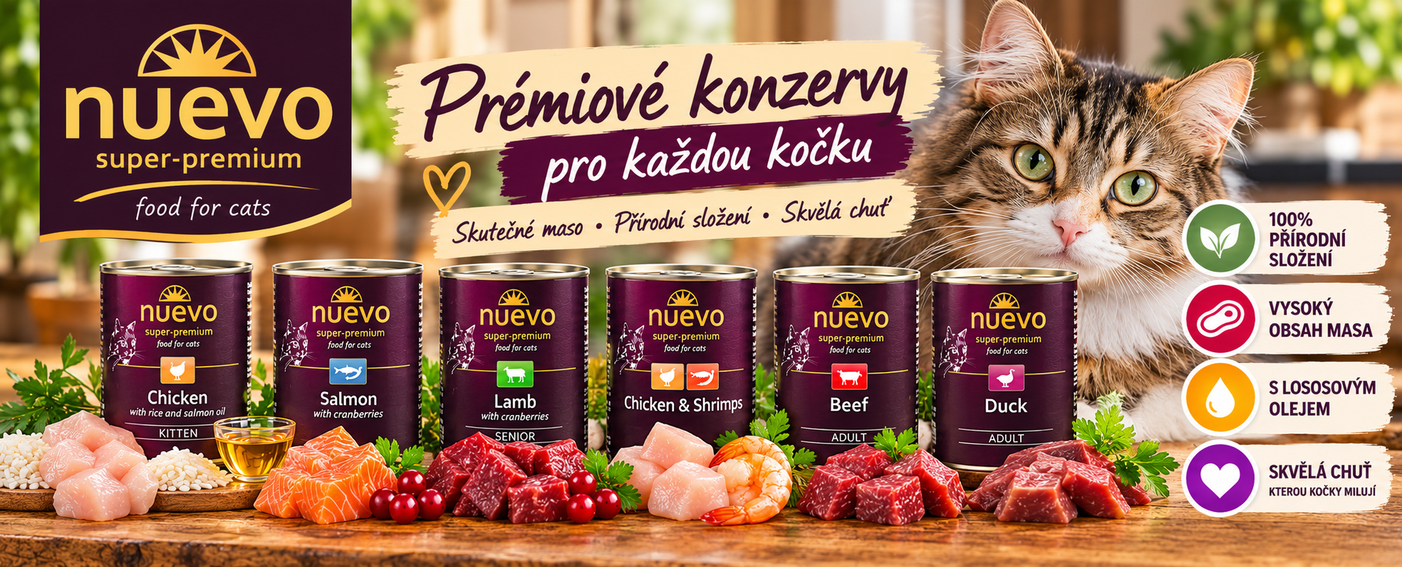Prémiové konzervy nuevo pro kočky